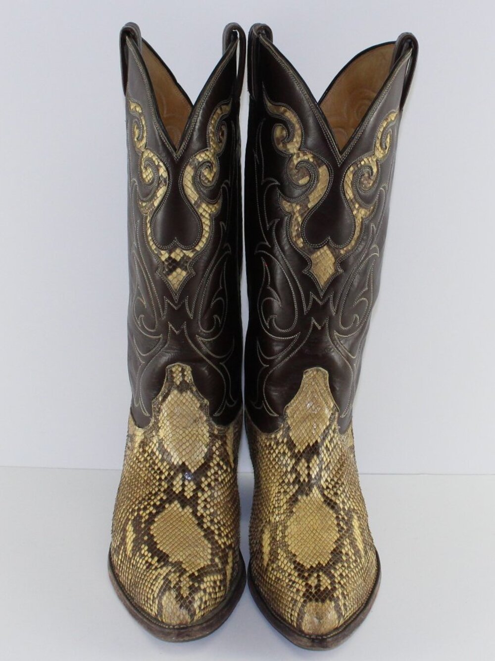 Vintage Tony Lama Python Snakeskin Western Cowboy Boots (Men 9 - E)